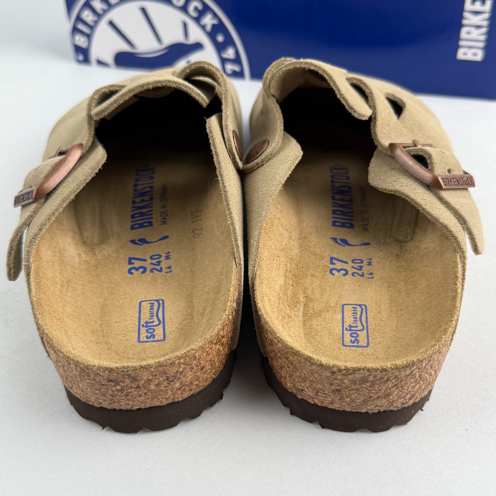 Birkenstock Boston Suede Leather Taupe Soft Footbed Shoes Clog Select Size