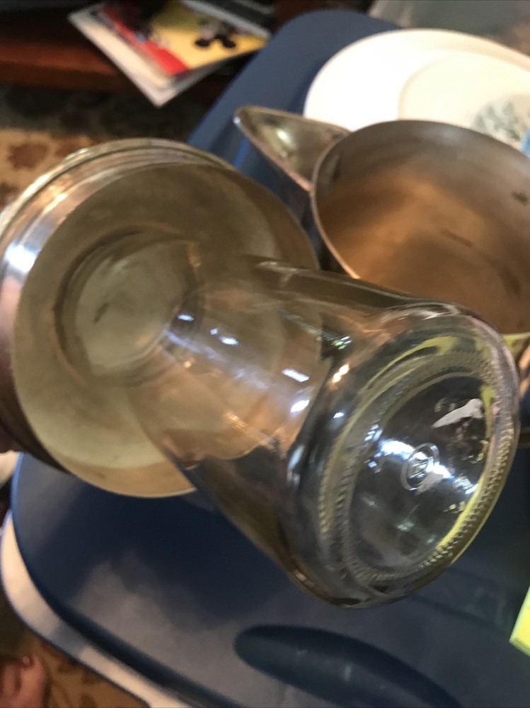 Vintage H S Silver On Copper Water Pitcher