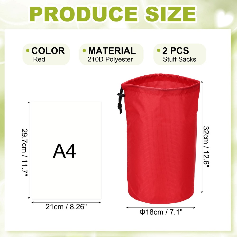 Drawstring Bag, Storage Bags, 7x13" & 2Pcs & Red