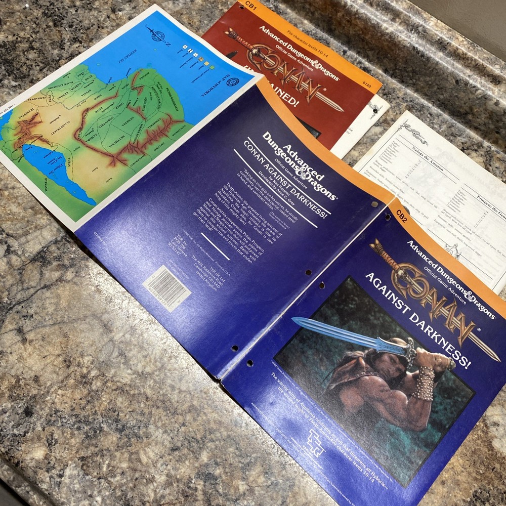 AD&D 1st Edition CB1 CB2 Conan Module Set Complete Unchained! Against Darkness!