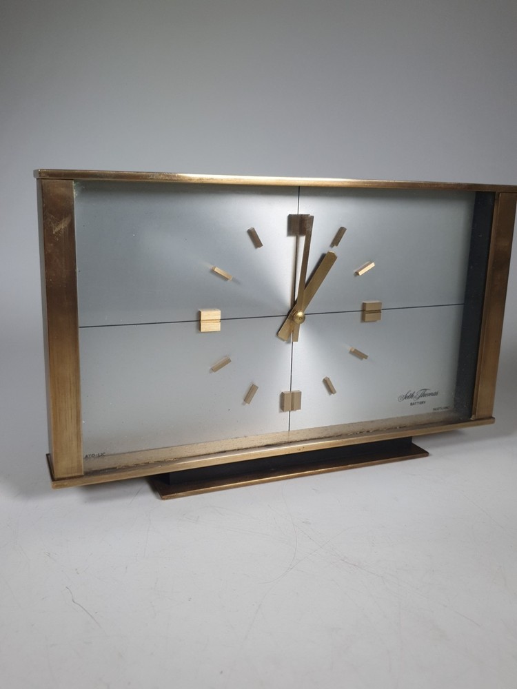Seth Thomas quartz Brass mantel clock Collectable Heavy