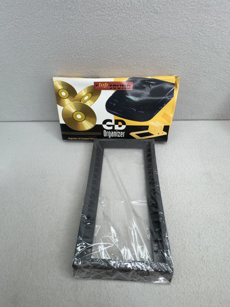 CD DVD Organizer Rack Holds 16 Discs Black Plastic Storage NOS READ
