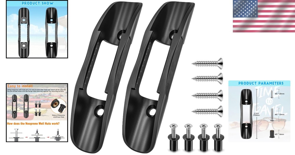 Matte Black Kayak Paddle Holder Clips - Secure & Versatile Paddle Storage