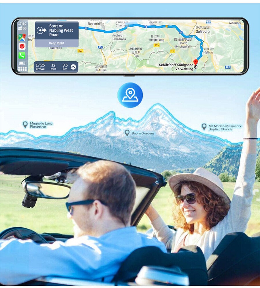11.26INCH Touch Screen +GPS Mirror Dash Cam Wireless Apple Carplay Android
