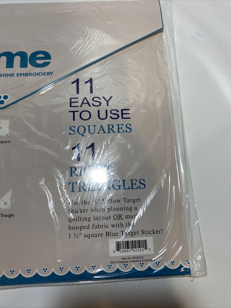 DIME Machine Embroidery Perfect Placement Quilt Templates 22 Squares & Triangles