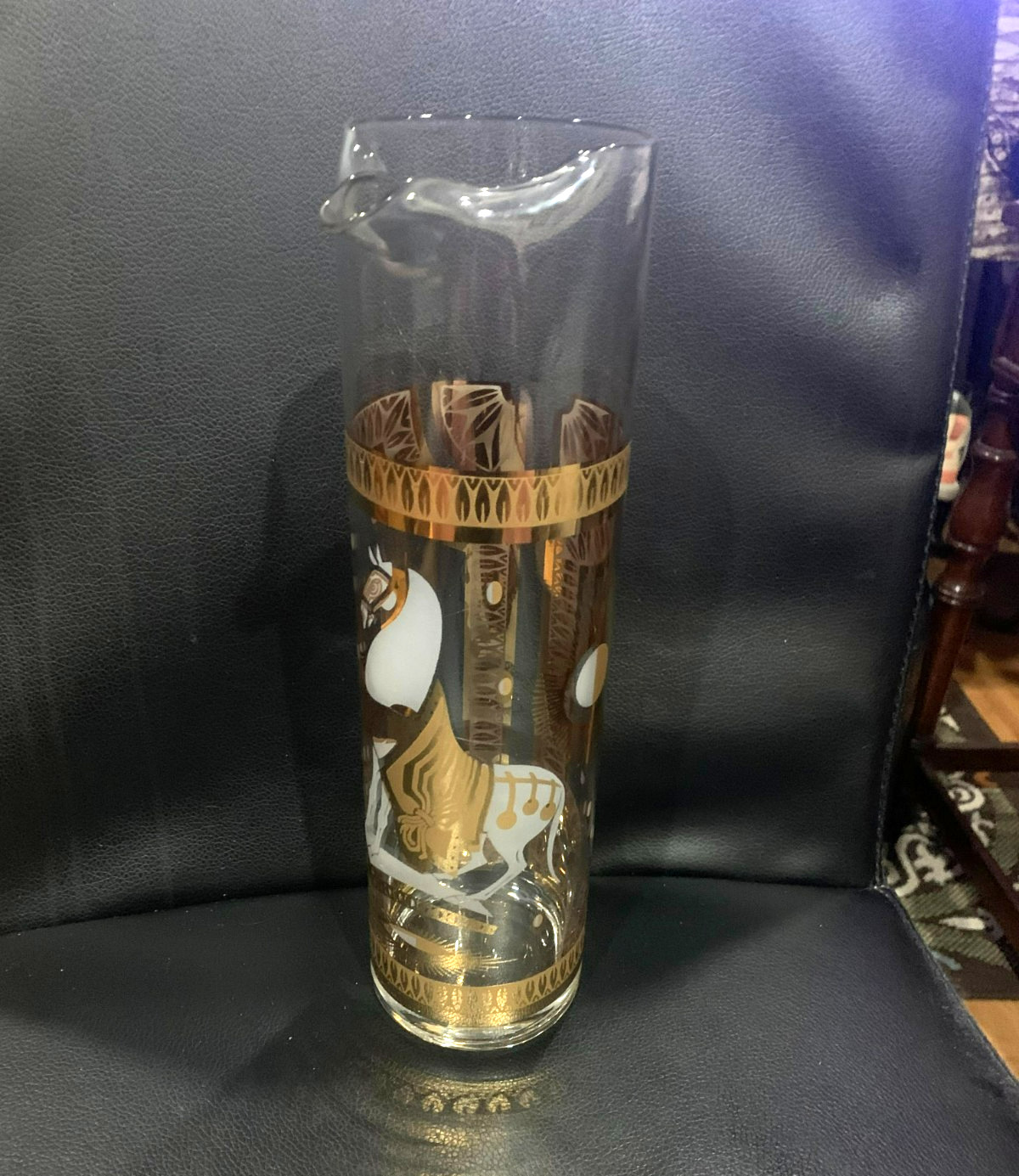 FRED PRESS 60's Martini Cocktail Pitcher w/White Trojan Horse Motif 10.5"