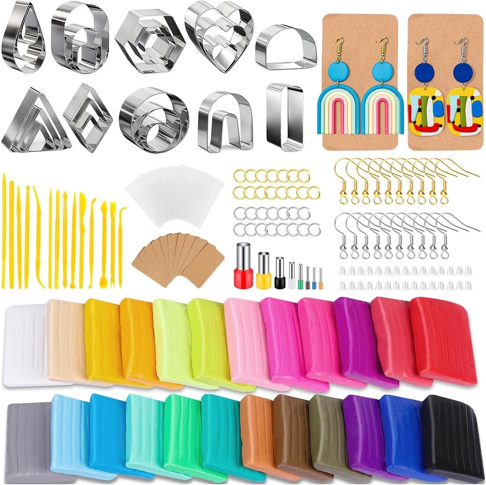 Polymer Clay Earring Making Kit with Gift Box, Including 32pcs Polymer Clay C...