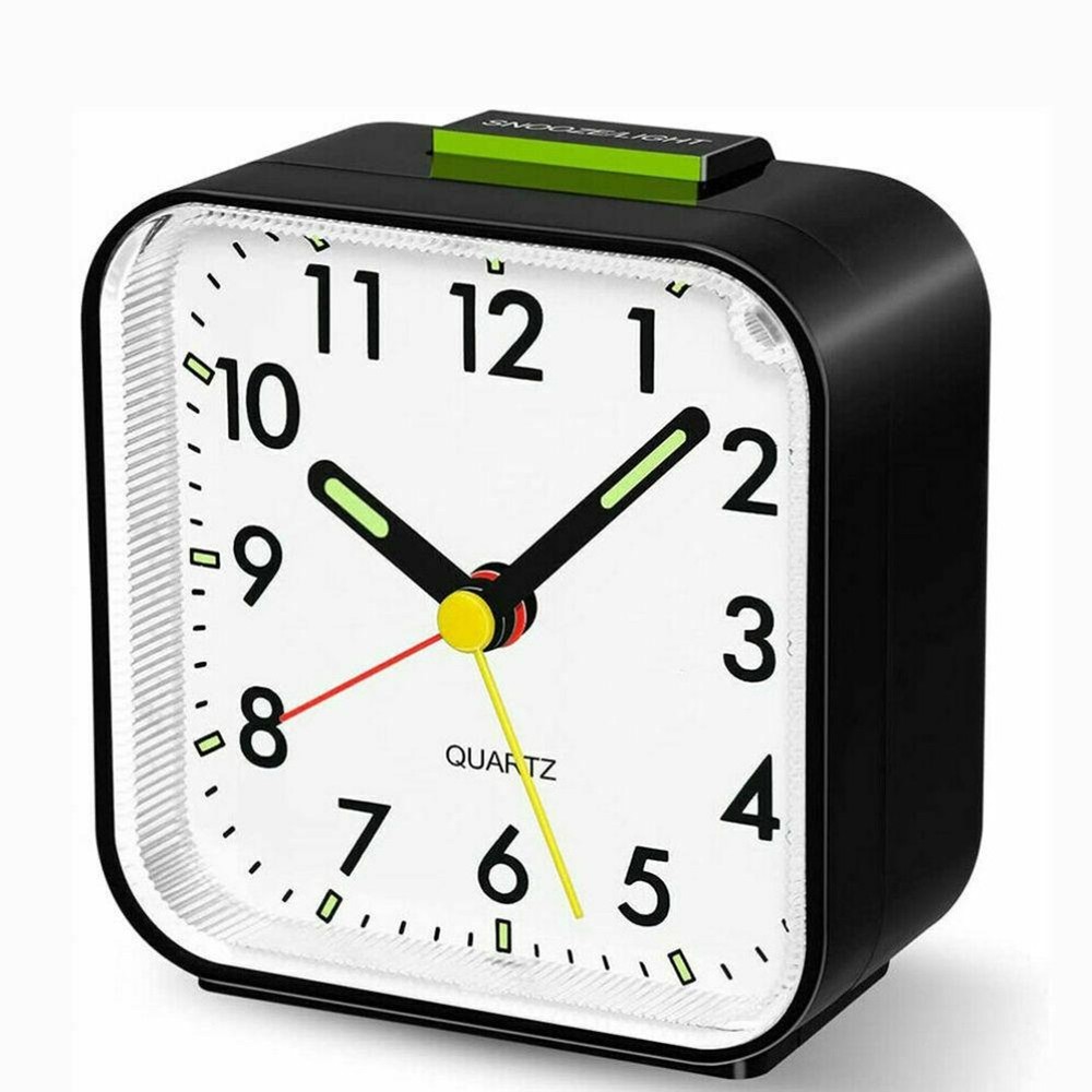 Silent Quartz Alarm Clock with Night Light and Large Display for Elderly