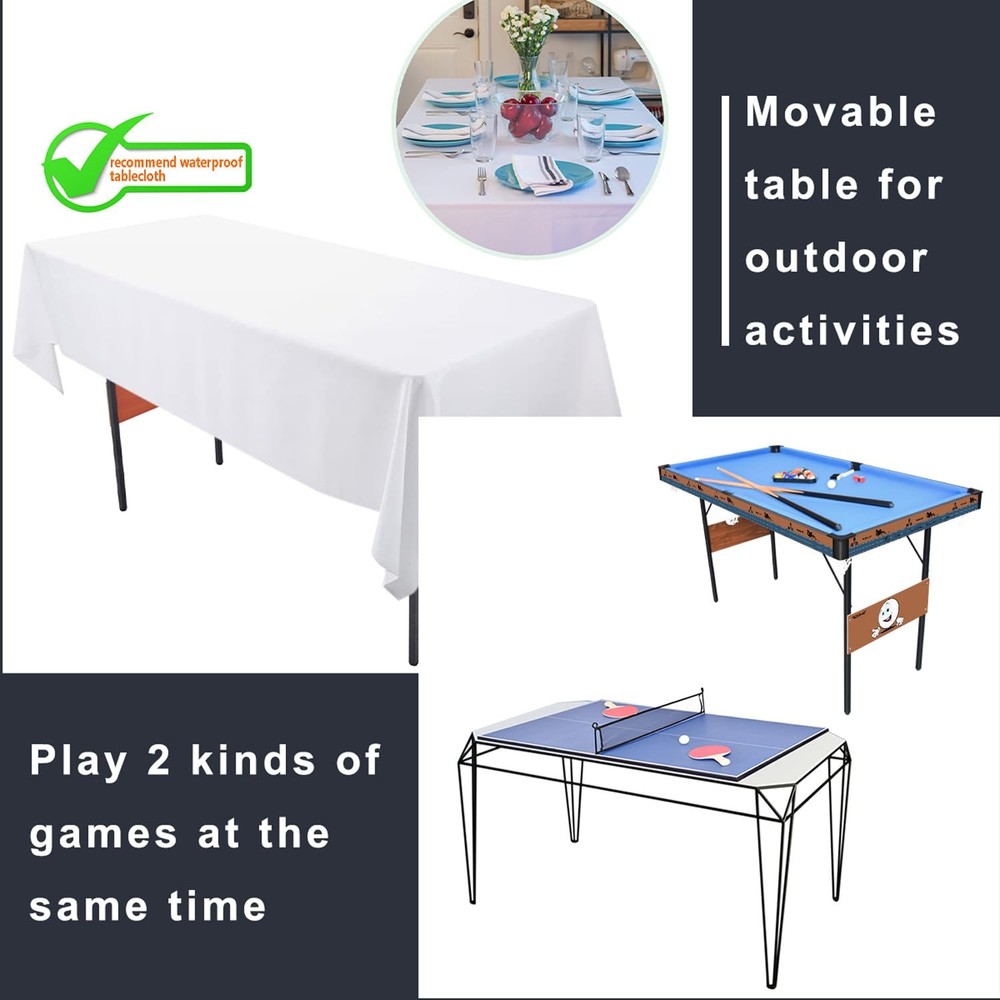 55Inch Multi Function 3 in 1 Combo Game Table, Folding Pool Table/Billiard