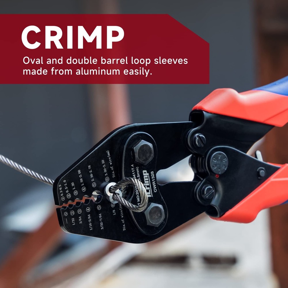 Wire Rope Crimping Tool with built-in Cutter for Cable Railing