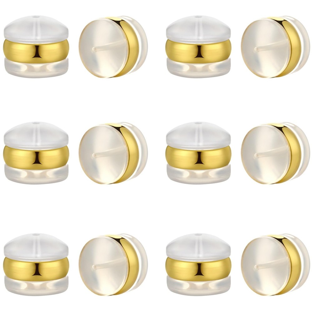 DELECOE 7mm Big Soft Silicone Earring Backs for Studs Gold Belt Rubber Earrin...