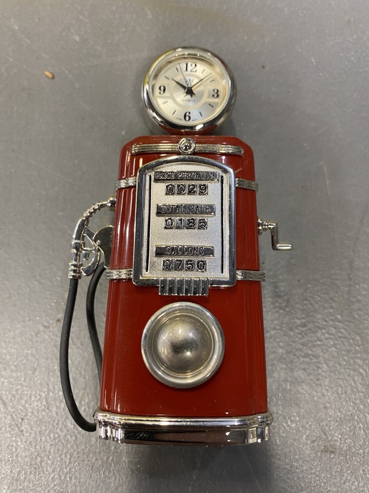 Timex Mini-clock Gas Pump Red Silver Shelf Clock