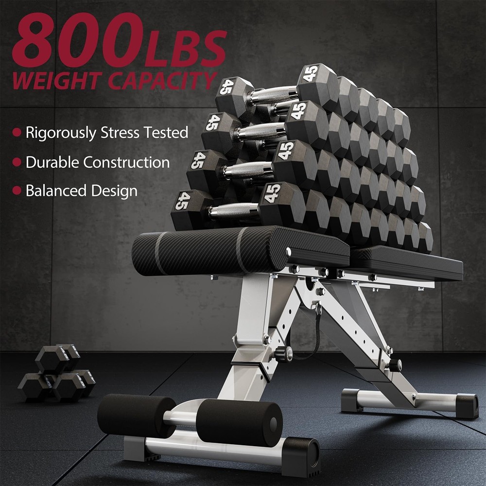 Adjustable/Foldable Workout Exercise Bench for Home Gym, Weightlifting and St...