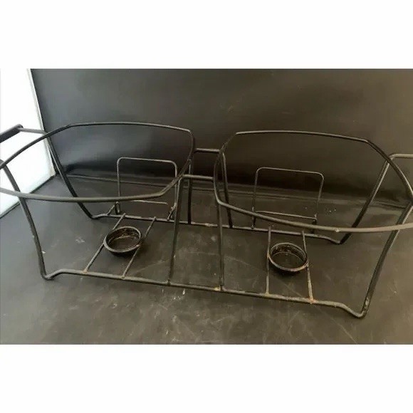 White Square Ceramic Chafing Dish Set with Metal Stand and Lids