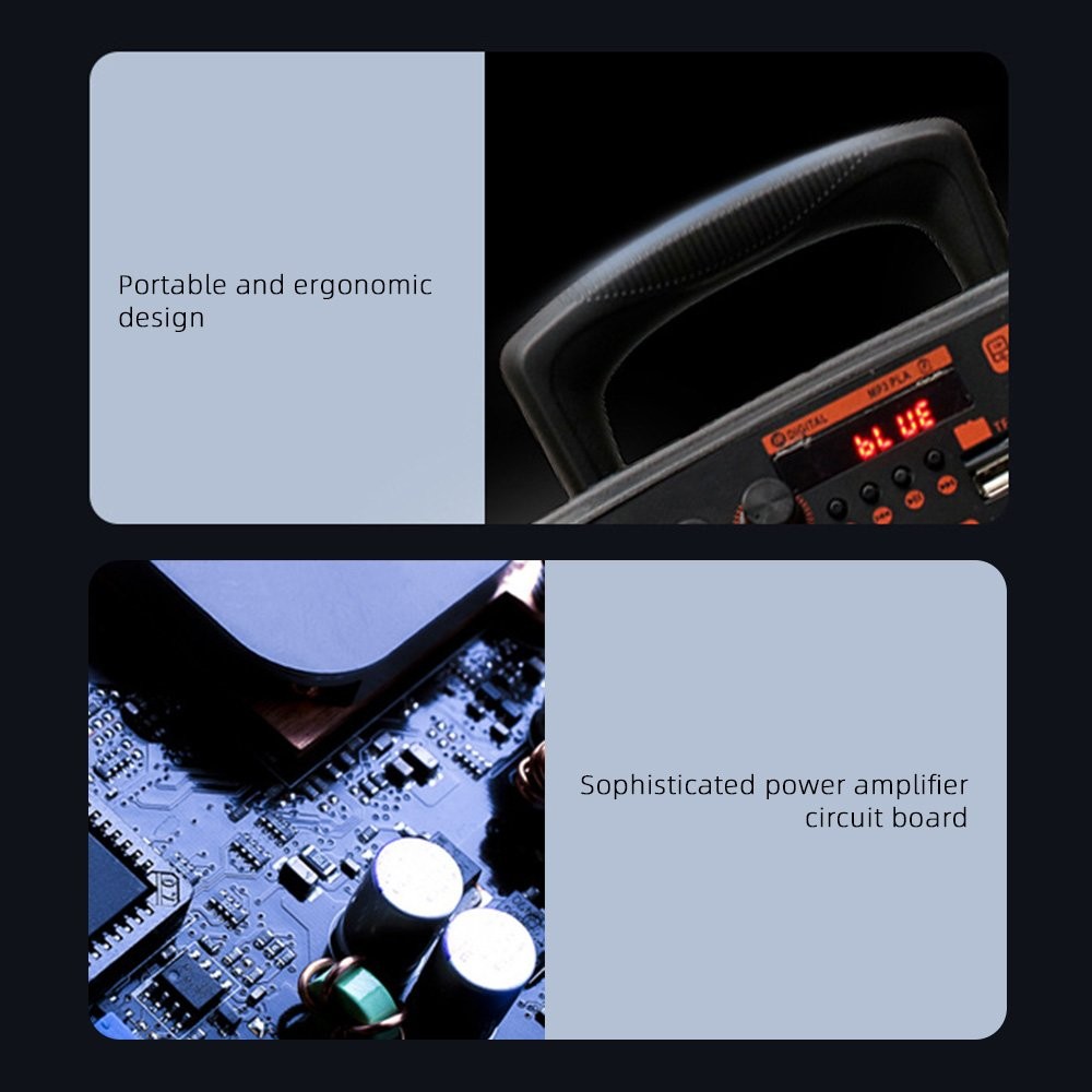 Portable Bluetooth Speaker Subwoofer Remote Control Built-in Micr Rechargeable