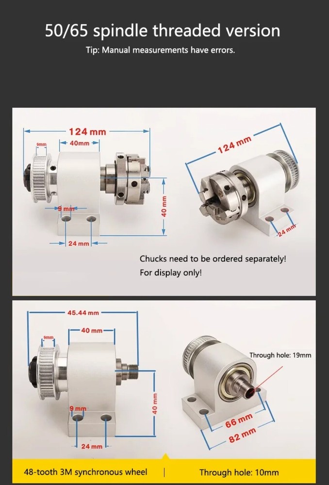 50/65/80 Chuck Spindle Assembly, Self-made Mini Lathe, Buddha Bead Machine