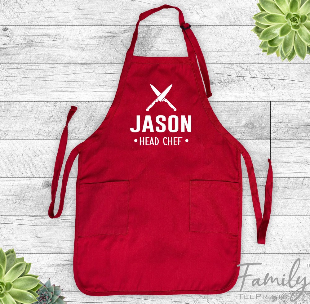 Your Name Head Chef- Grill Apron -BBQ Gift - Personalized Apron