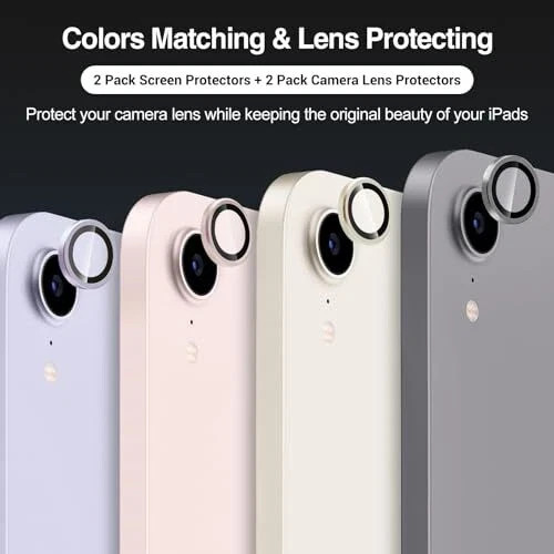 2 Pack Screen Protector for iPad Mini 6th Generation + 2 Pack Camera Purple