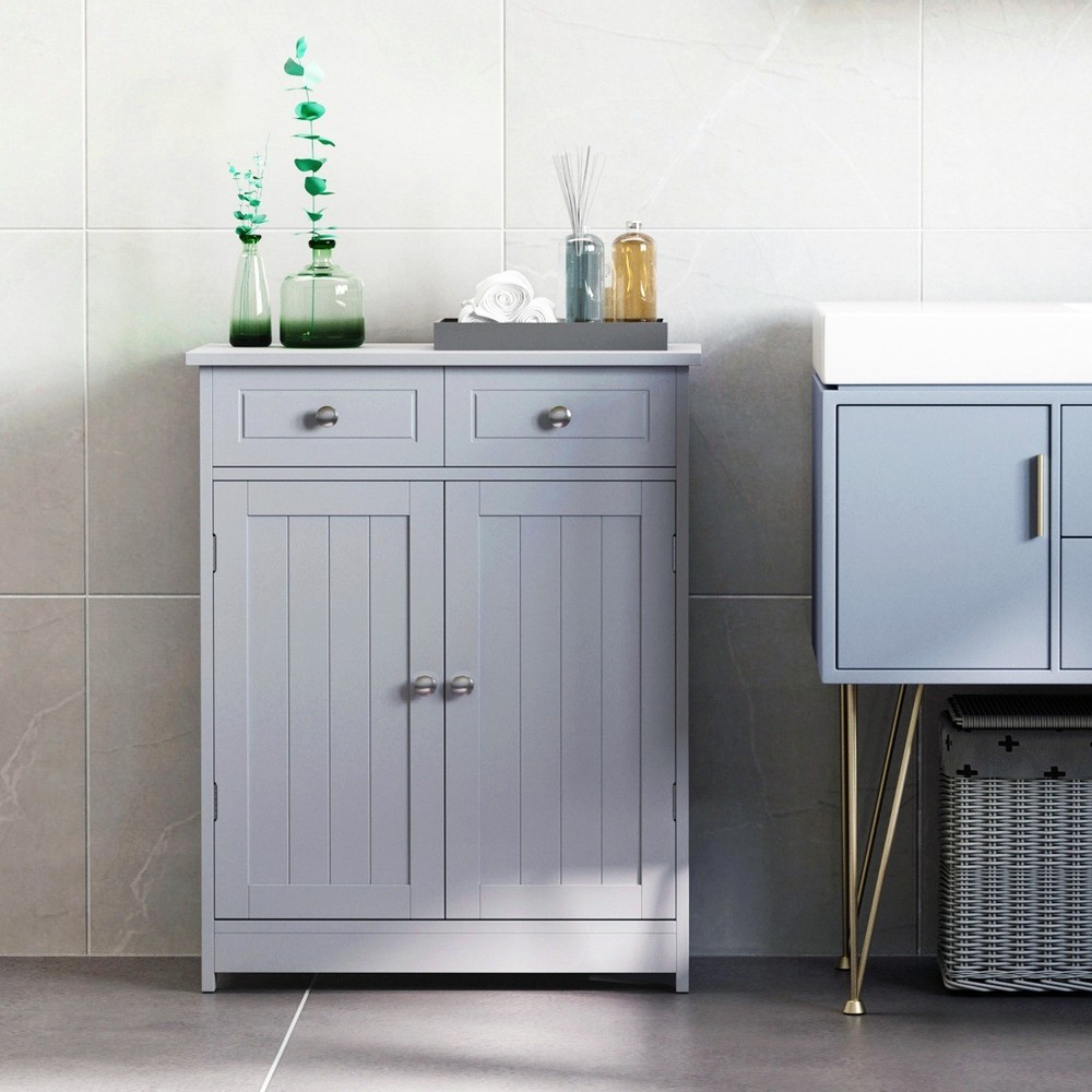 Bathroom Floor Cabinet Storage Organizer Kitchen Cupboard with Adjustable Shelf
