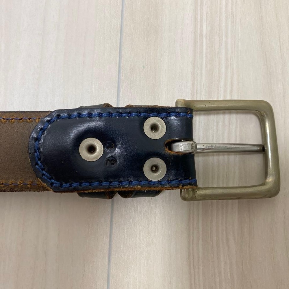 CASH CA Leather Belt Navy Men Authentic EX