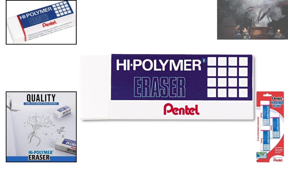 Clean and Efficient Hi-Polymer Block Eraser, Large, White, 3 Pack - Dust Free