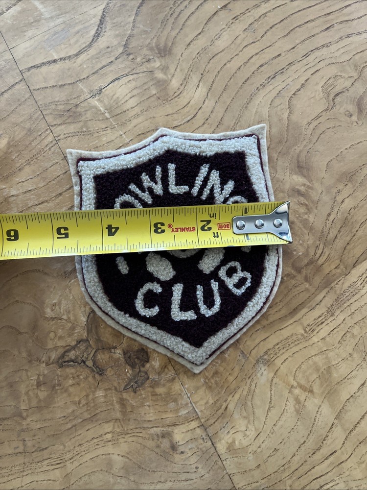 Vintage Chenille Maroon Cream Bowling Patch