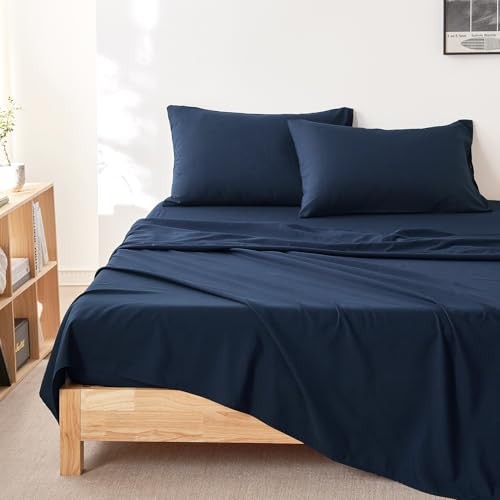 - Striped Comforter Set with Sheets, Ticking Stripe Queen Navy Blue White