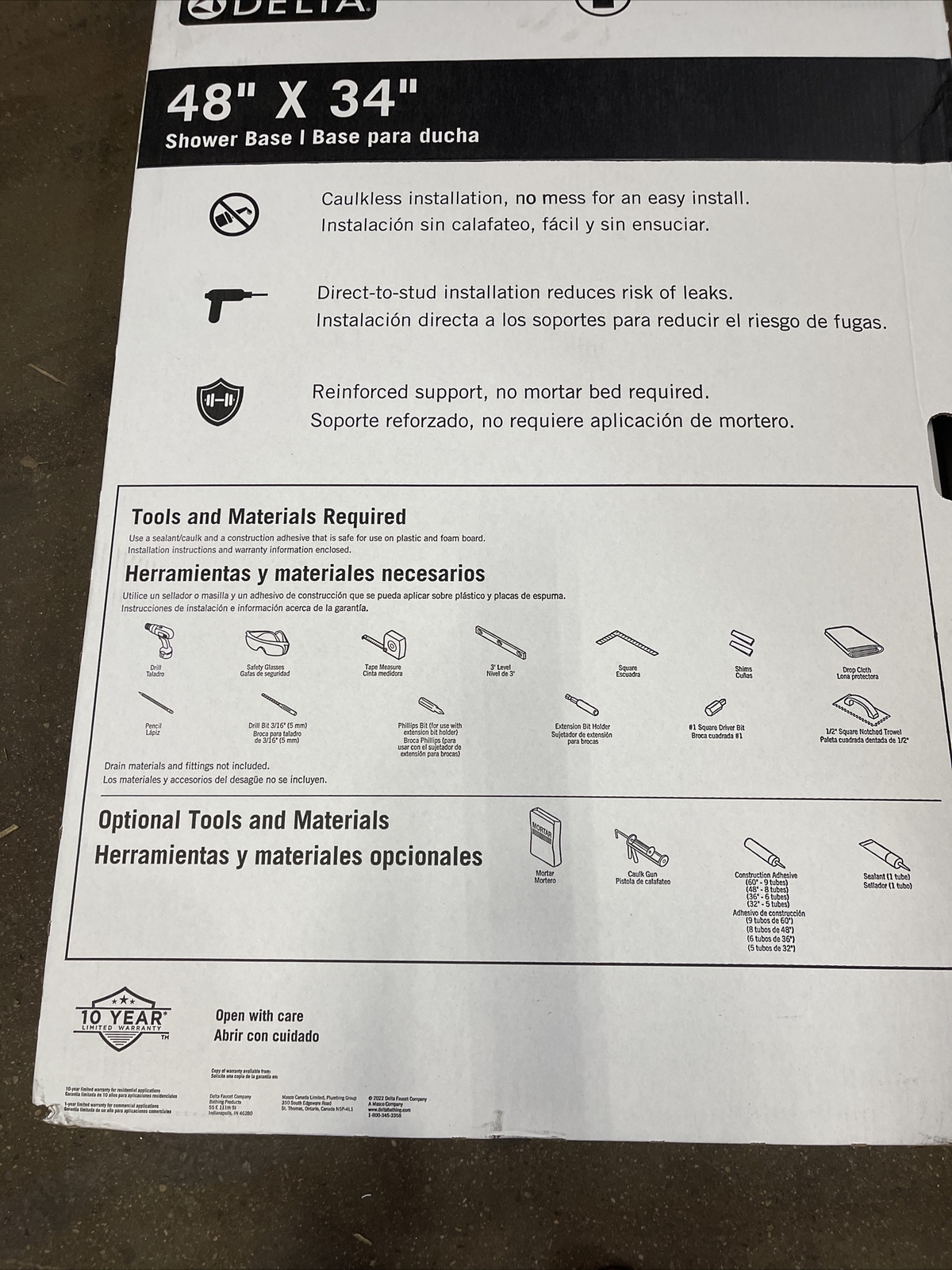 DELTA Classic 500 Shower Base 48"X34" High Gloss White 48" x 34" B12135-4834-WH