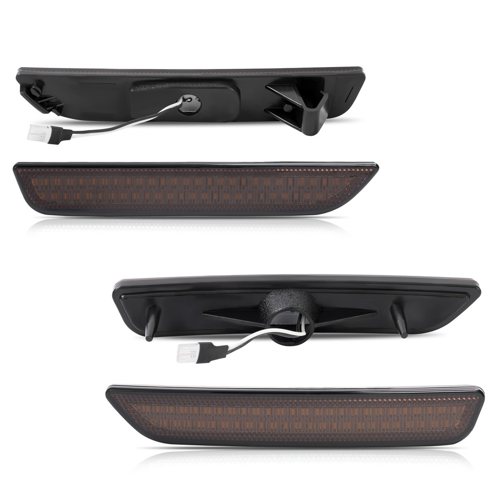 HECASA For Ford Mustang 2010-2014 LED Pure White Side Marker Lights Smoke 4PCS