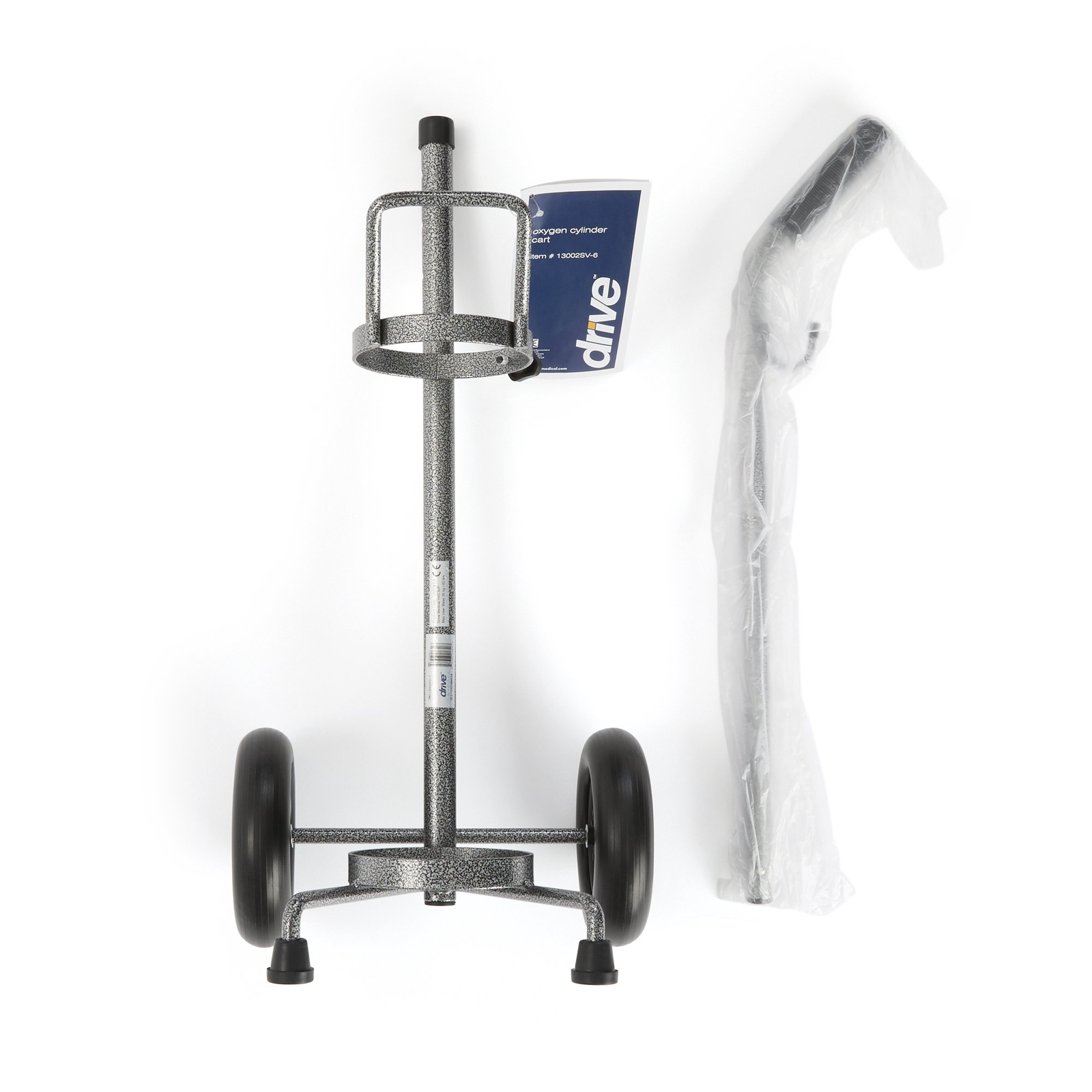 Drive Medical Adjustable Oxygen Cylinder Cart Silver Vein Finish 13002SV-6 1 EA