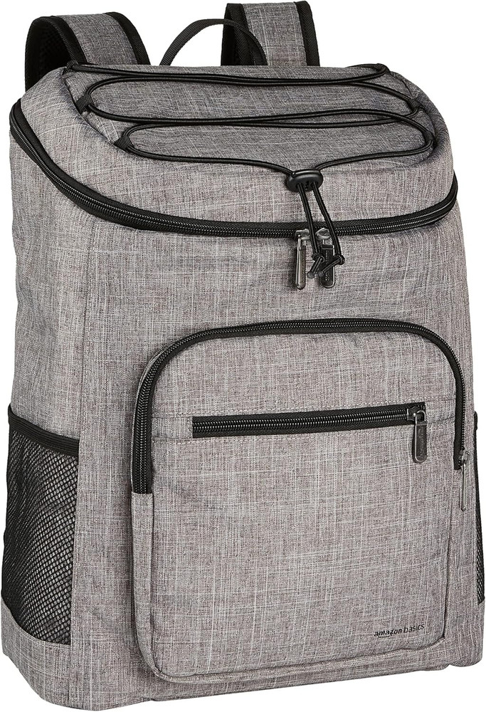 Insulated Cooler Backpack, 30 Can Capacity, Leak-Proof Design, Gray
