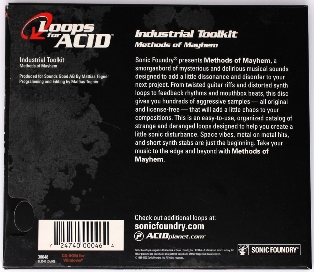 Sonic Foundry Methods Of Mayhem Loops For Acid Sample/Sound Library/Sampling CD