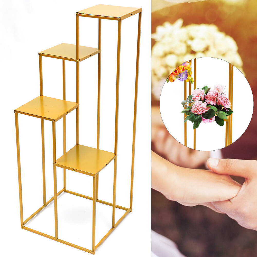 Backdrop Stand Rectangular Frame Electroplated Gold For Wedding Party 4 Layer