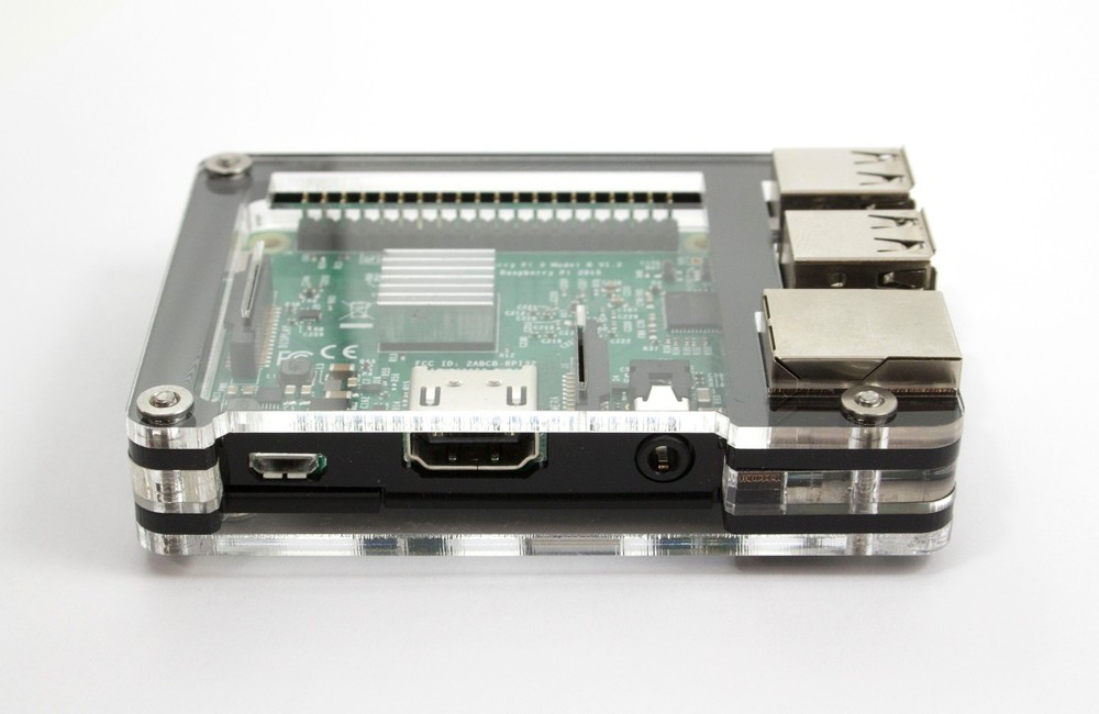 Zebra Slim Case (Black Ice) ~ for Raspberry Pi 3B+, 3, Pi 2, Pi B+ from C4Labs