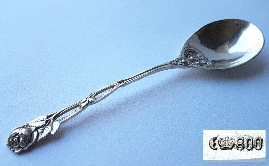 Large Solid Serving Spoon/ Cream Spoon Hildesheimer Rose 800 Silver K861