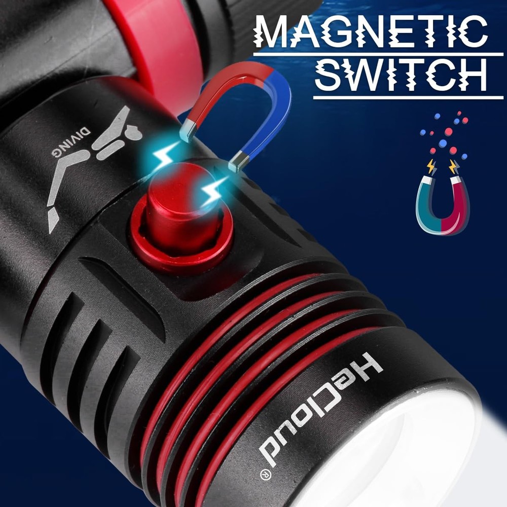 Scuba Dive Light Underwater Rechargeable Waterproof Flashlight Professional I...