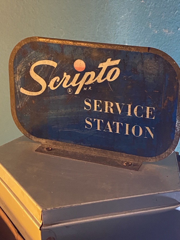 Vintage Scripto Service Station Rotating Counter Display Rustic