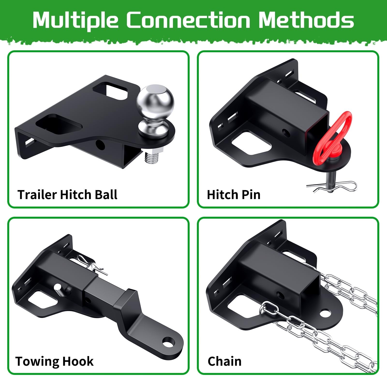 Zero Turn Lawn Mower Hitch with 2" Receiver，6mm Thicker Heavy Duty Steel