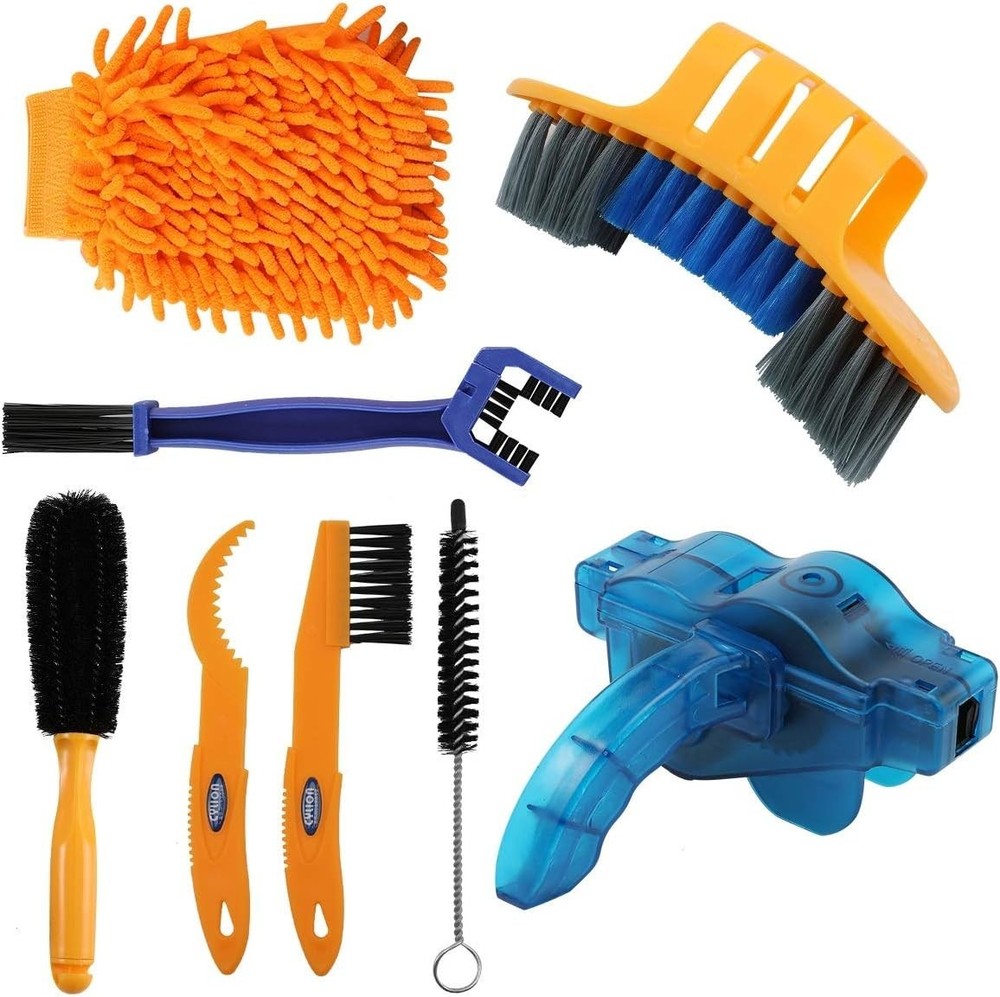 Precision Bicycle Cleaning Kit - 8 Essential Brushes for Easy Maintenance