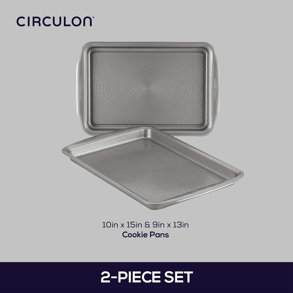Nonstick Bakeware Set, Nonstick Cookie Sheet / Baking Sheet - 2 Piece, Gray