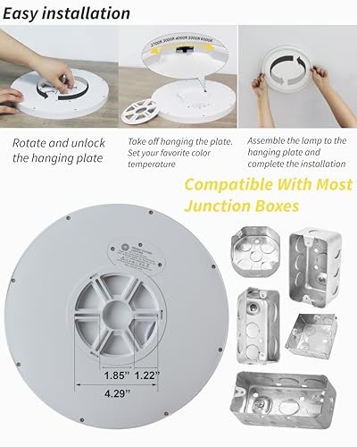 4Pack 12 Inch Dimmable LED Flush Mount Ceiling Dimmable-12Inch-4Pack White
