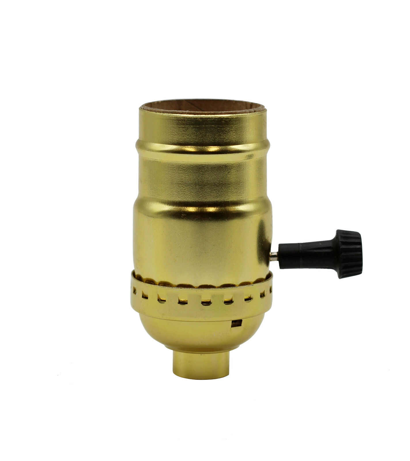 Three Way Turn Knob Lamp Sockets, Medium Base, Gold | 2 Pack