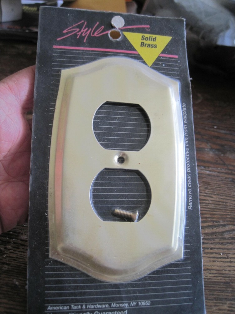 NOS Dual Outlet Wall Plate  BY American Tack & Hdwe Co. SOLID BRASS-SEALD PKG-