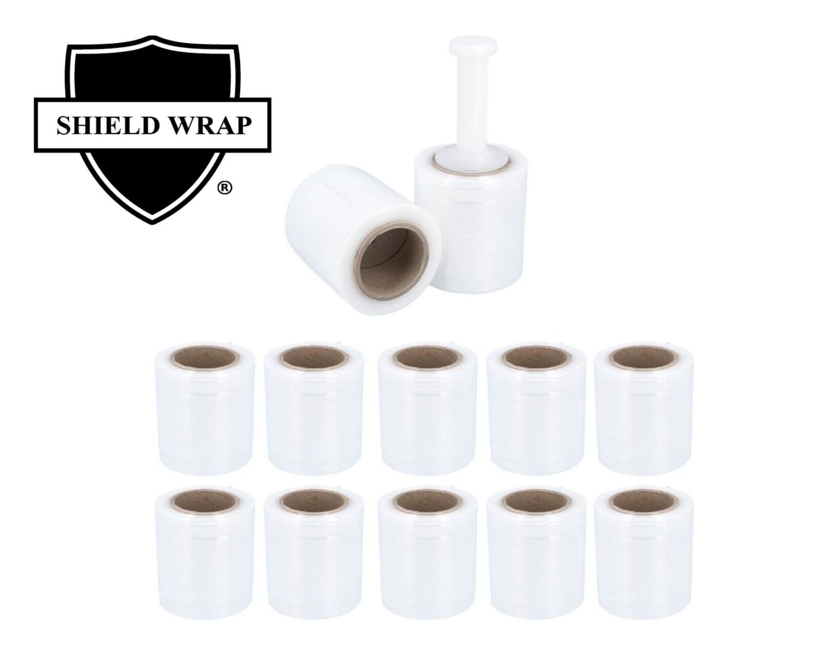 12 Rolls Stretch Wrap Plastic Bundle Banding Film 5" x 1000' + 1 Plastic Handle