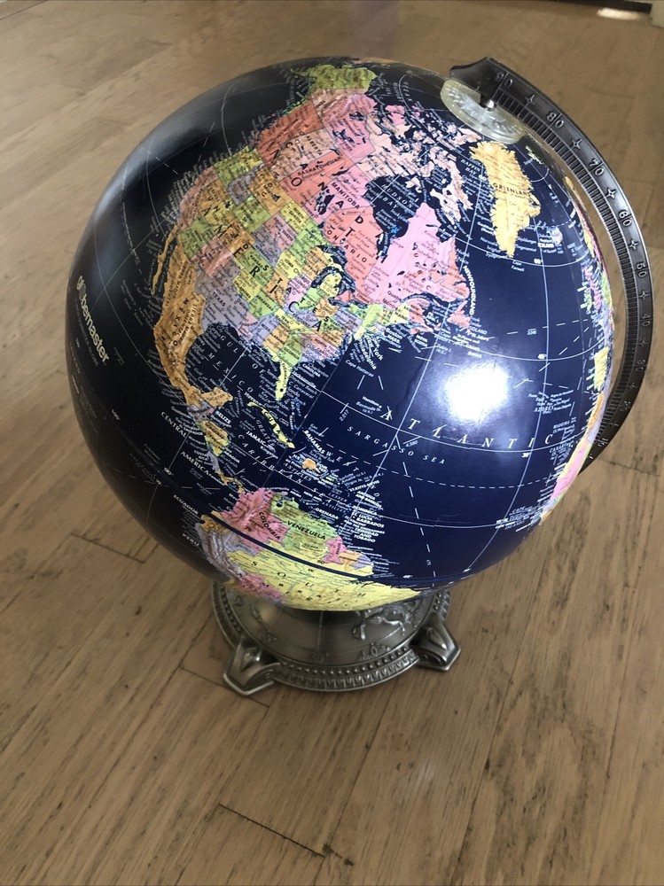 VTG Dark Blue Replogle Globe Globemaster 12 inch with Silver Metal Base