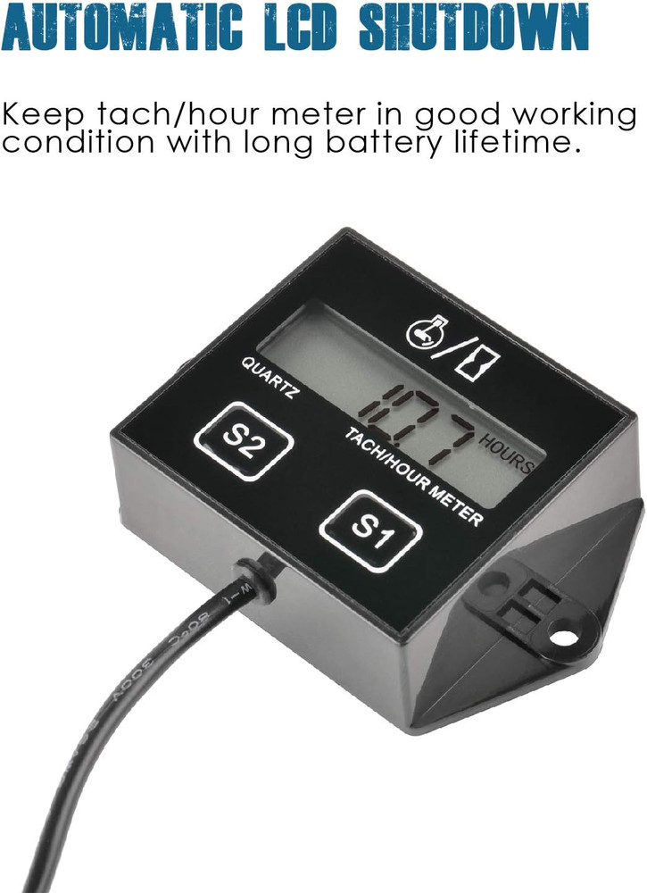 Digital Hour Meter Tachometer, Maintenance Reminder, Battery Replaceable, Automa