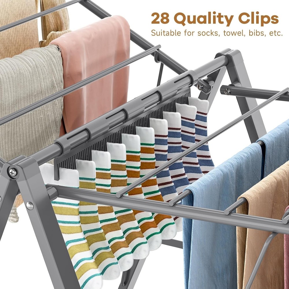 Durable Grey Laundry Drying Rack - Collapsible & Assembly Free for Easy Use