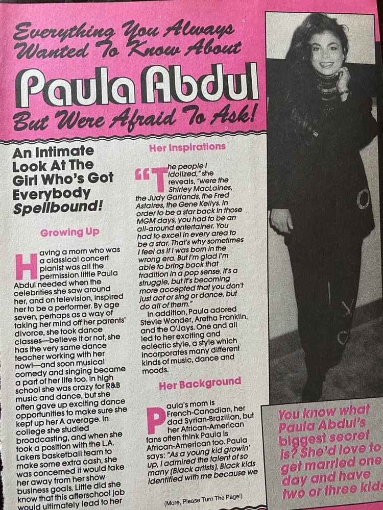 Paula Abdul, Full Page Vintage Clipping