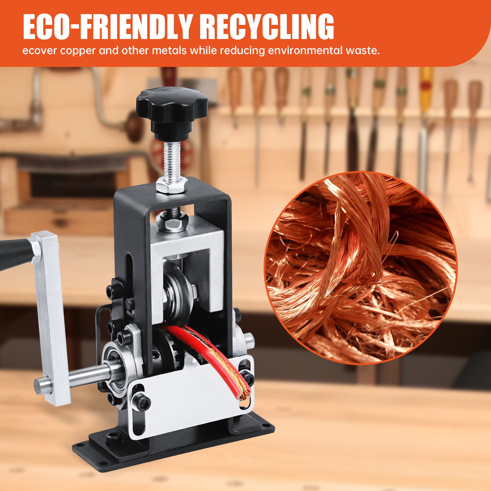 Manual Wire Stripping Machine Drill Powered Hand Crank Wire Stripper Tool 1-25MM