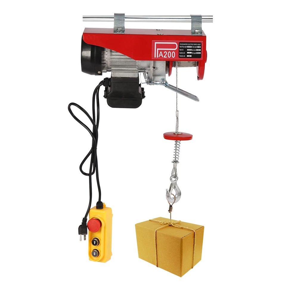 440LBS Electric Hoist Winch Engine Crane with Remote Control 110V